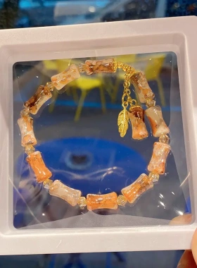 新款竹节手链复古风个性创意小众手串小礼级感礼品盒琉璃饰品