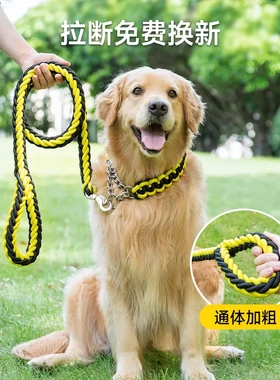 大型犬彩色八股编织大狗金毛牵引绳p链加粗防爆冲狗绳子宠物用品