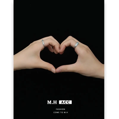 清新冰川百搭情侣戒指女小众高级感ins风指戒轻奢开口可调节指环