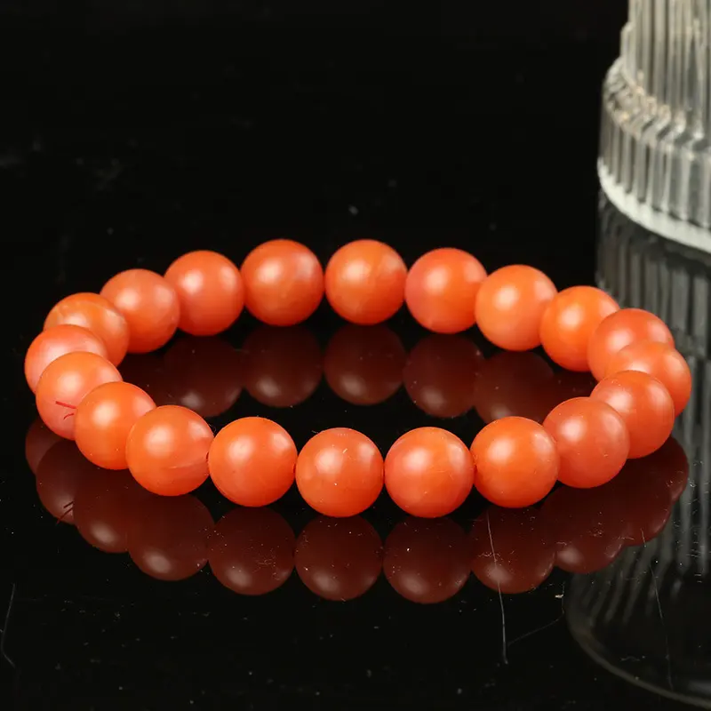 水晶天然南红手链女男满肉佛珠单圈手串散珠子红玛瑙手串