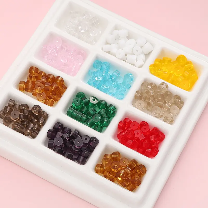 2x4mm彩色透明玻璃扁圆片珠子散珠 手工制作串珠手链饰品配件