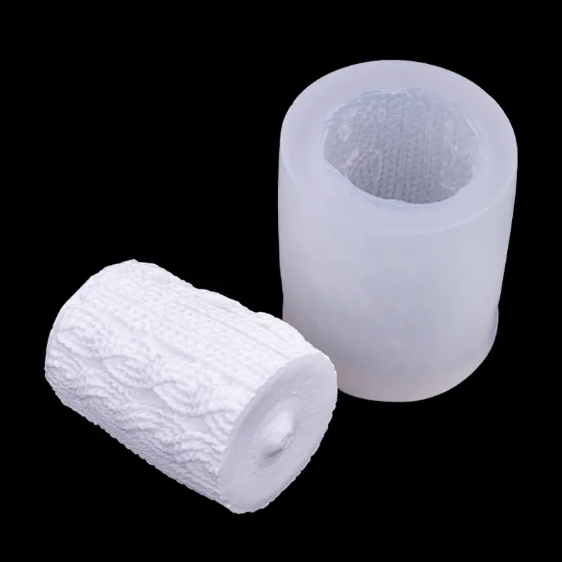 毛线麻绳编织纹理造型圆柱具蜡烛香薰石膏具创意手工