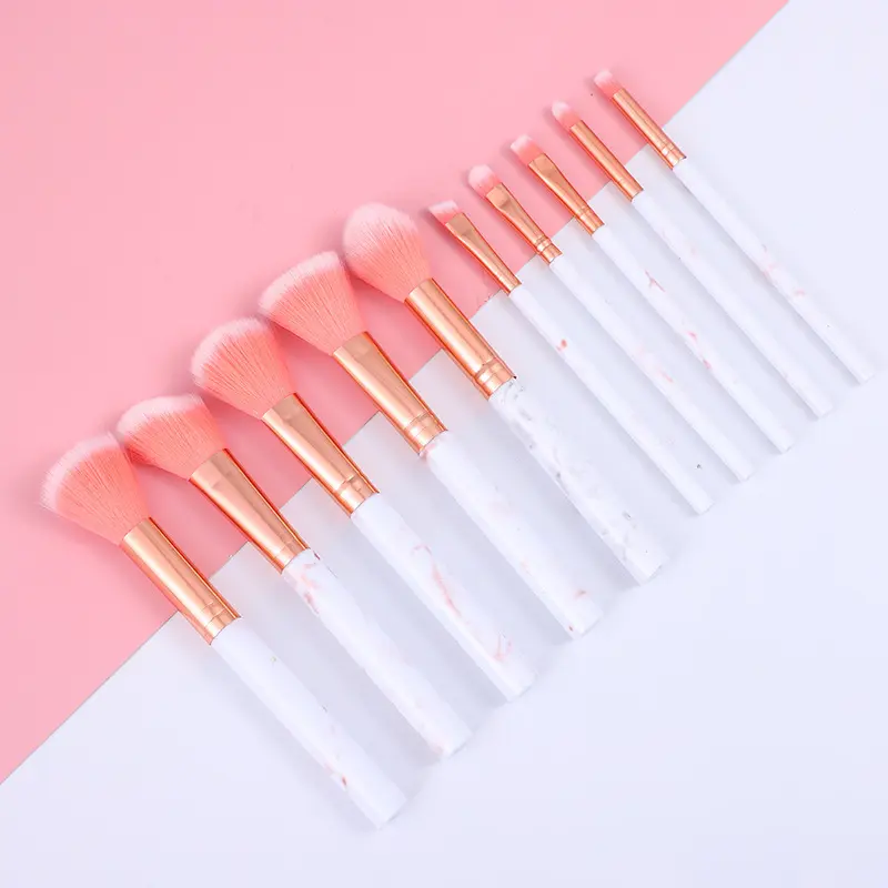 热销10支大理石化妆刷套 便捷软毛散粉腮红眼影刷美妆工具