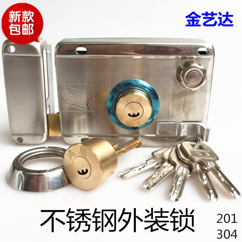外装大门锁 室内外房门木门铁门不锈钢防盗耐用铜头锁 机械门锁具