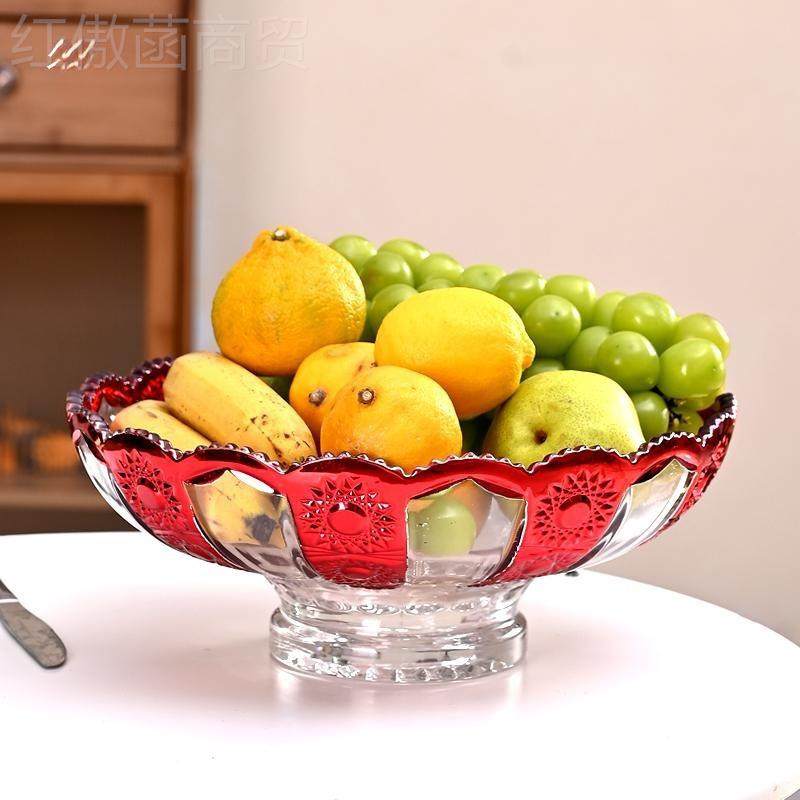 式竖条盘糖果盘感大水晶KF5s2Tme玻璃号欧轻奢金色家果用家居摆件