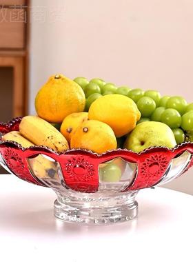 式竖条盘糖果盘感大水晶KF5s2Tme玻璃号欧轻奢金色家果用家居摆件