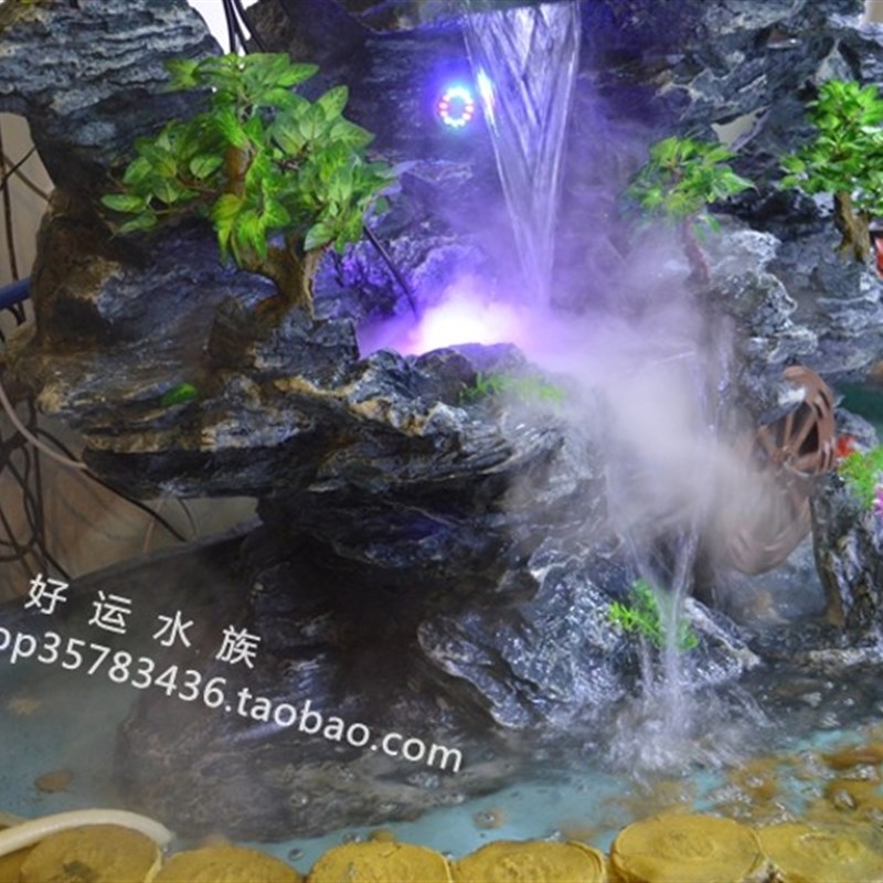 鱼缸造雾化气水雾器小型水族造景假山流水池景观盆景起雾机喷雾