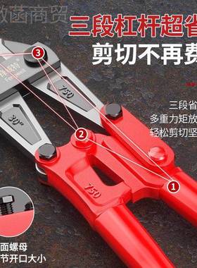 kt钢筋剪断钳断液线钳压钳LBU刀剪钢筋的剪刀丝钳大剪钢工业用钳