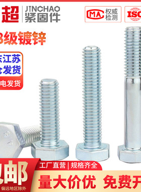 金超4.8级镀锌外六角螺丝高强度六角螺栓外六方螺丝M6M8M10M12M20