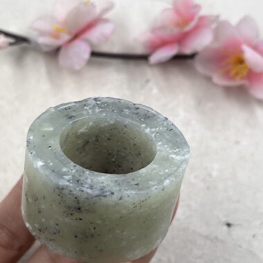 新疆和田玉点墨青花籽料扳指边角料戒指圈口22指环玉石料毛料包邮