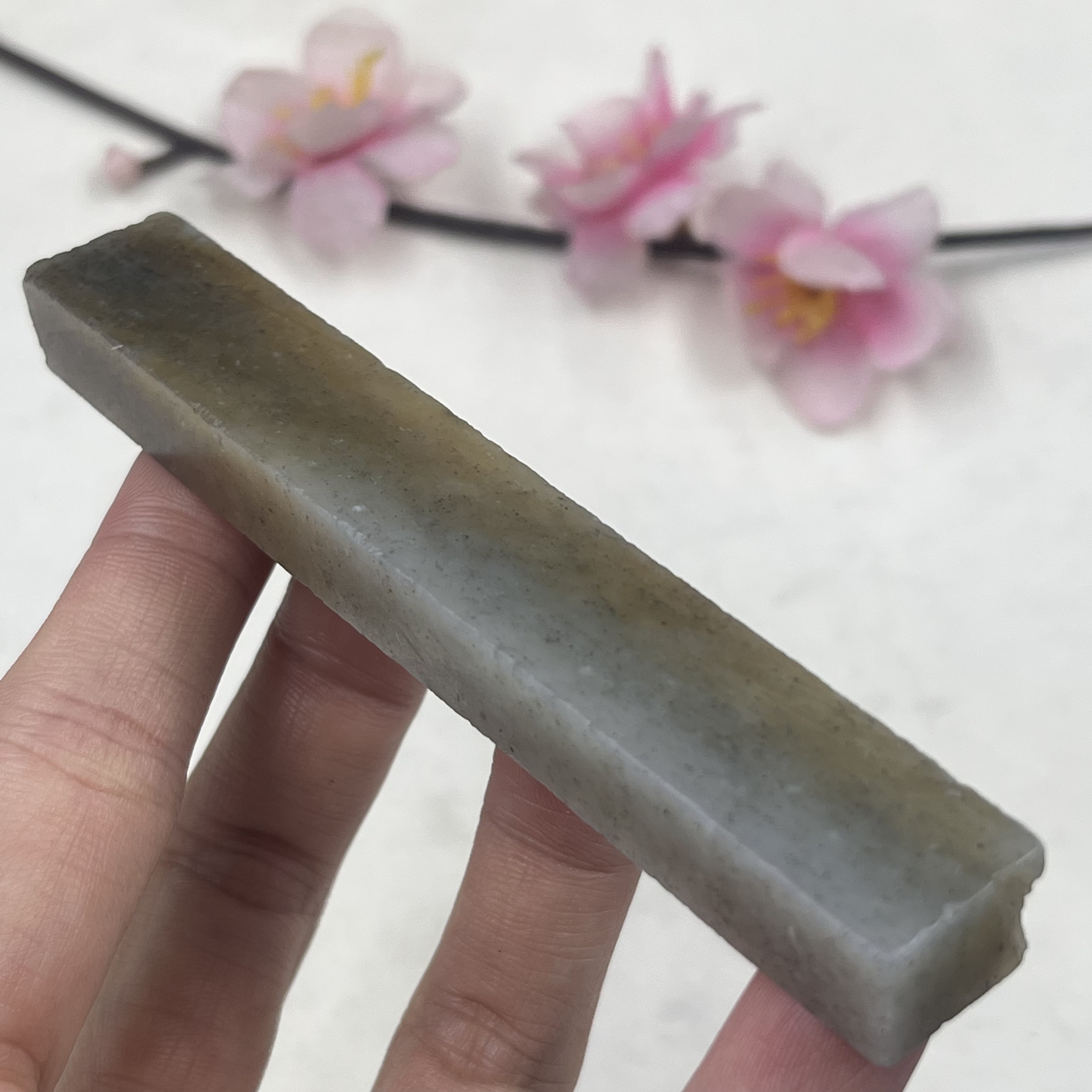 新疆和田玉青花籽且末长条印章把件边角料玉石料下脚料包邮39克ta