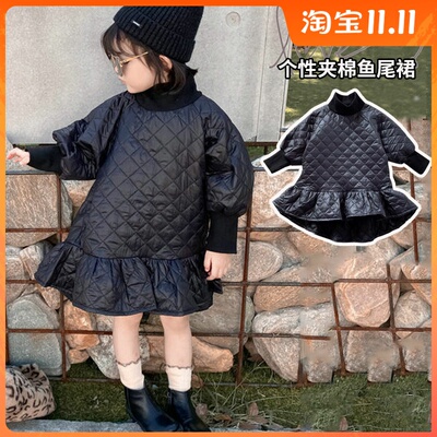 女童秋装连衣裙洋气公主裙2021新款宝宝儿童秋冬夹棉加厚鱼尾裙潮