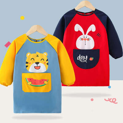 儿童画画罩衣宝宝美术生专用女童中大童长袖幼儿园男女孩防水围裙