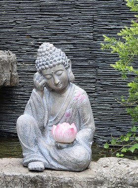 户外复古莲花佛像花园茶室禅意庭院布置玄关装饰阳台园艺造景摆件