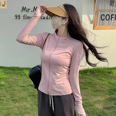 立领瑜伽防晒衣夏季大码女装外套防紫外线休闲透气修身版型