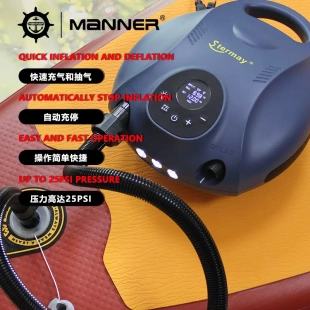 sup槳板電動(dòng)充氣泵電瓶夾電瓶供電高壓電動(dòng)氣泵充氣船皮劃艇25psi