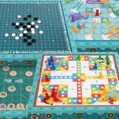 飞行棋儿童益智五子棋和跳棋九合一多功能棋盘小学生游戏棋类玩具