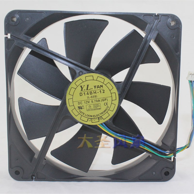 YaLn FAN悦伦14025 海盗船 D14BH-12 DC12V 0.7A 4线温控风扇 4线