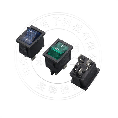KCD1-104 船型开关 船形翘板按钮 4脚带灯 21x15mm 电源开关