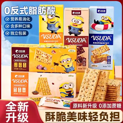 比比赞&Minions小黄人联名高蛋白牛乳苏打饼干咸味0添加蔗糖零食
