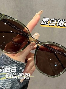 超大框橄榄色偏光墨镜女级感大脸2025款显脸小抗UV太阳眼镜