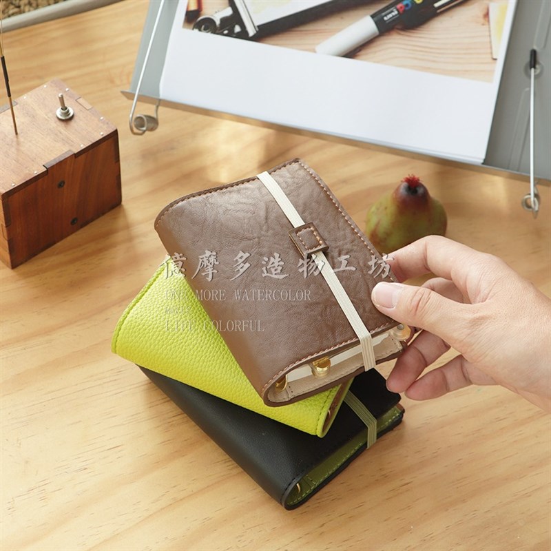 亿摩多 A8M5窄版日系活页本A8手帐本仿皮手账本水彩本大环日程本