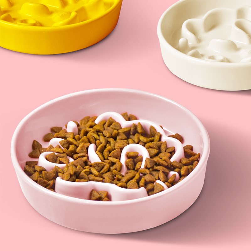 慢食碗狗狗猫碗陶瓷中小型犬碗防打翻防噎缓食盆狗碗猫粮碗宠物碗