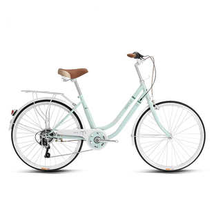 富士达自行车女款24寸学生大人代步轻便通勤车复古经典款 富贵竹