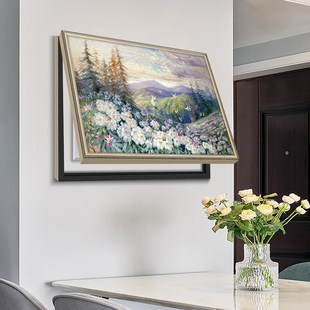 美式现代电表箱装饰画免打孔遮挡盒配电箱开关电源电闸挂画实木框