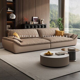 佐尔适简约现代猫爪布沙发超深坐宽奶油侘寂风猫爪皮帆船沙发