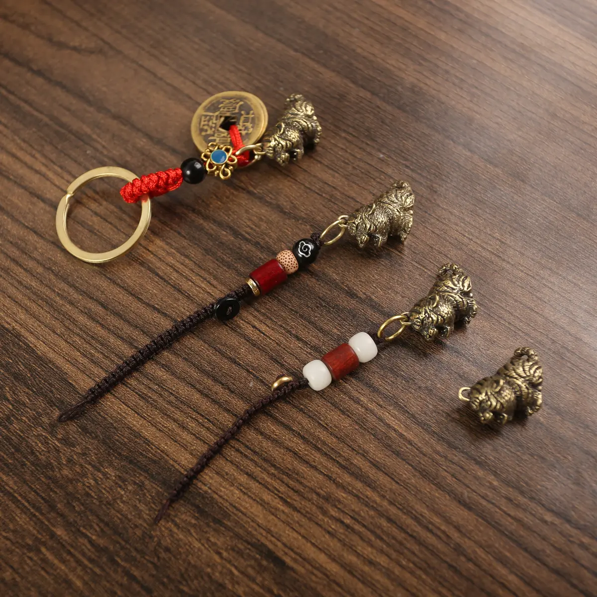 黄铜手工饰品吞金古法醒狮挂绳挂饰随身包包挂件小脑虎配件