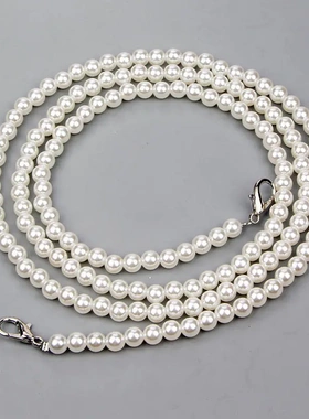 包包银色珍珠链条配件包带斜跨肩带包链女金属包带子金色黑色铁链