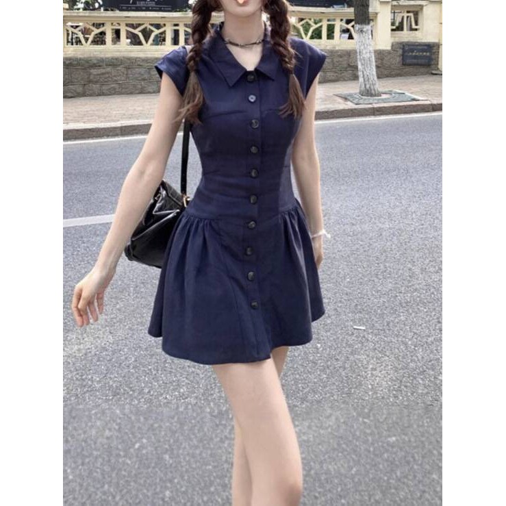 气质韩版学生polo领连衣裙美大码连衣裙