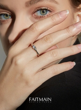 新款 主情书/925纯银小众异形开口锆石戒指简约冷淡温柔钻戒女