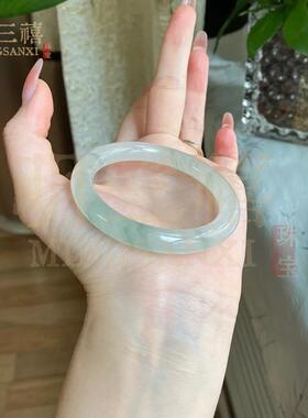 然正品新疆天山AWA款翠手金镯冰翠玉镯女雪翠丝玉圆条玉镯子天翡