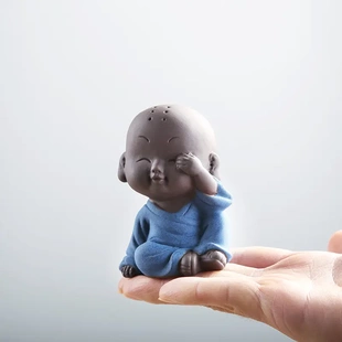 紫砂茶宠陶瓷三不小和尚茶桌摆件装饰品茶台禅意茶道零配工厂