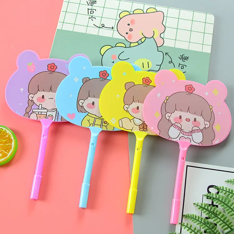 创意花朵女孩扇子笔高颜值学生奖品礼物扇子圆珠笔logo设计广告笔