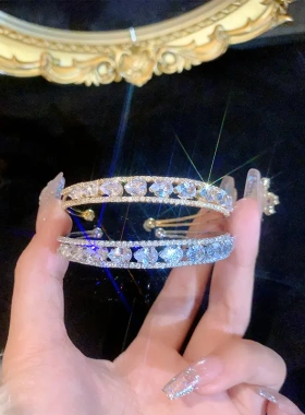 欧美轻奢镶钻双层手镯时尚气质精致手环小众百搭高级感手饰女