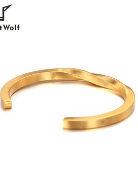 扭方线U钛钢手镯美尚螺旋字母NEVE欧R GIVE P励志情侣男DW0200女