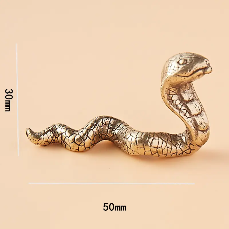 黄铜实心复古小萌蛇摆件纯铜创意茶宠居家桌面装饰铜精美小摆件