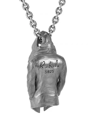 复古款925银暗黑风刺客斗篷风衣吊坠复古朋克项链潮挂饰送男友