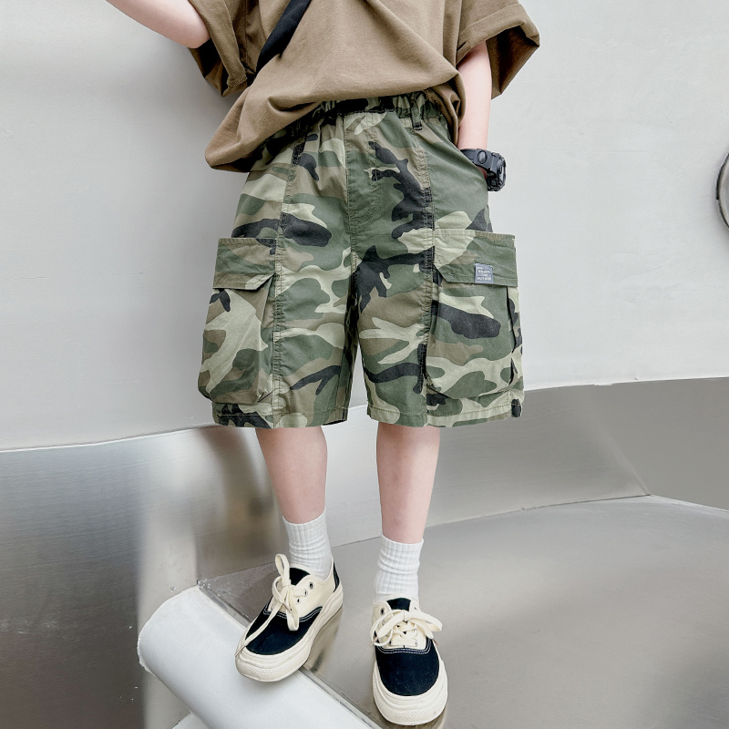 男童迷彩工装短裤夏季2025新款潮牌儿童夏装裤子宽松男孩中裤洋气