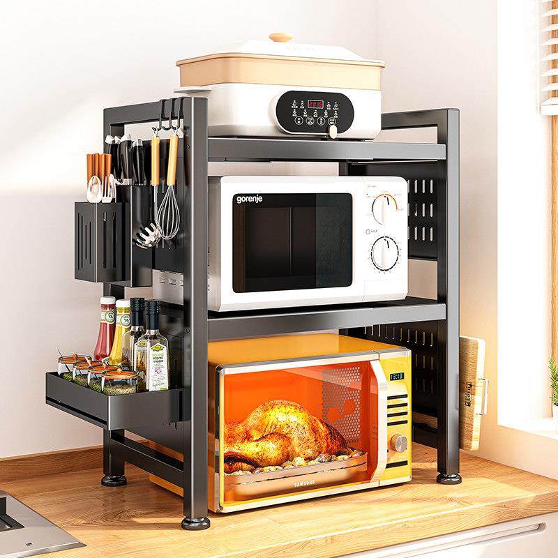 可伸缩微波炉置物架台面厨房家用双层放电饭锅烤箱一体的收纳架子,厨房/烹饪用具,厨房置物架/置物柜/角架,淘宝优惠券,粉丝福利购,淘宝优惠卷