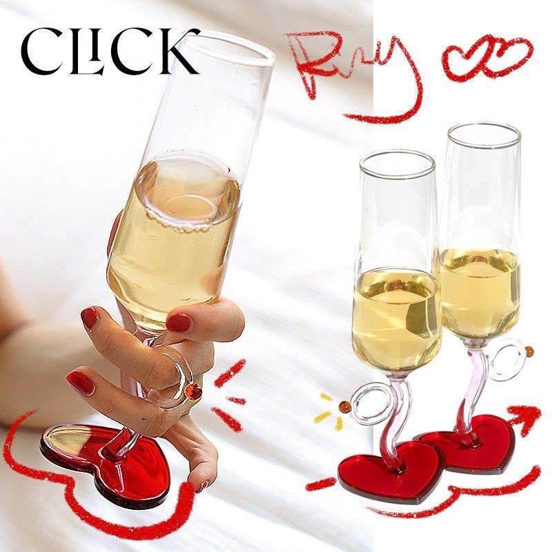 click丘比特情侣戒指对杯香槟高脚杯爱心玻璃婚礼婚庆情人节礼物,餐饮具,甜酒/香槟杯,淘宝优惠券,粉丝福利购,淘宝优惠卷