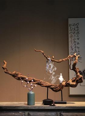 新中式风化木根艺根雕佛像禅意摆件创意样板房茶室客厅家居装饰品