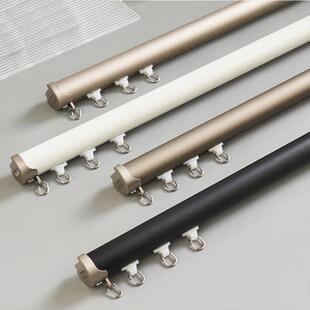 窗帘轨道隐形防漏光铝合金直轨滑轮导轨顶装单轨双轨罗马杆挂钩式