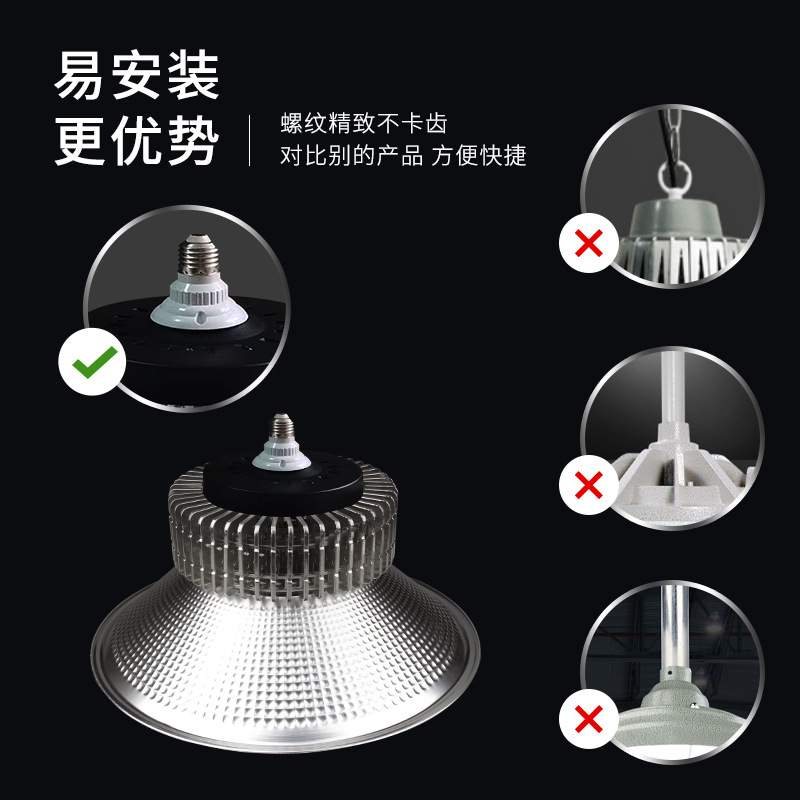 led厂房工矿照明灯高功率照明车间仓库螺口灯炮e27节能超亮工矿灯