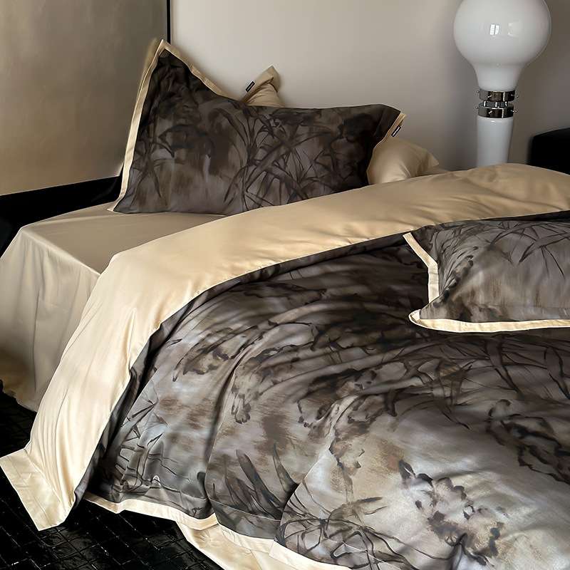 东方禅意丨新中式水墨山水画S100长绒棉国风印花四件套四季用全棉