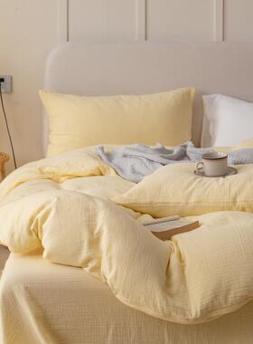 CB#四季新款双层纱1.5m1.8m家用2m床纯色被套床单床上用品四件套