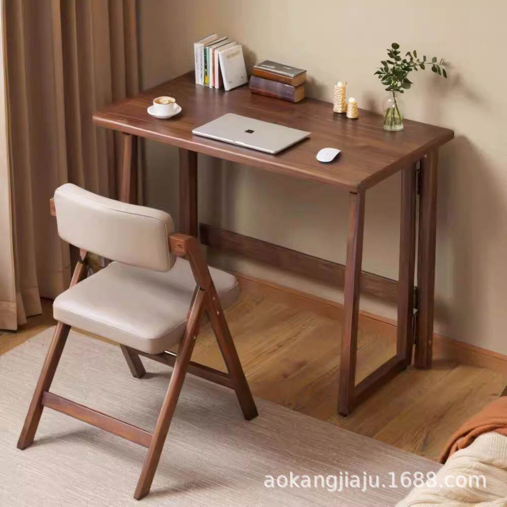 可折叠桌子家用小户型仿实木书桌学生学习写字卧室床边简易电脑桌